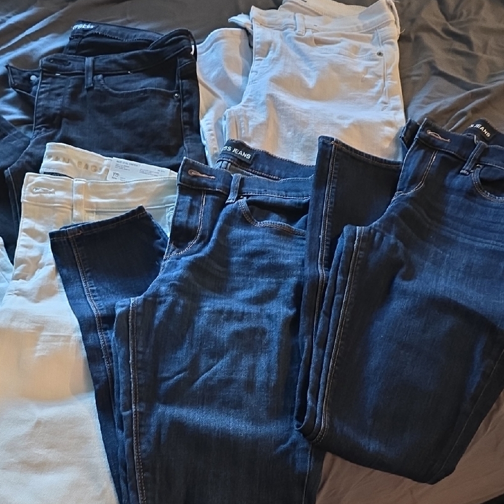 Express Women's Skinny Jeans - Black, White, Blue